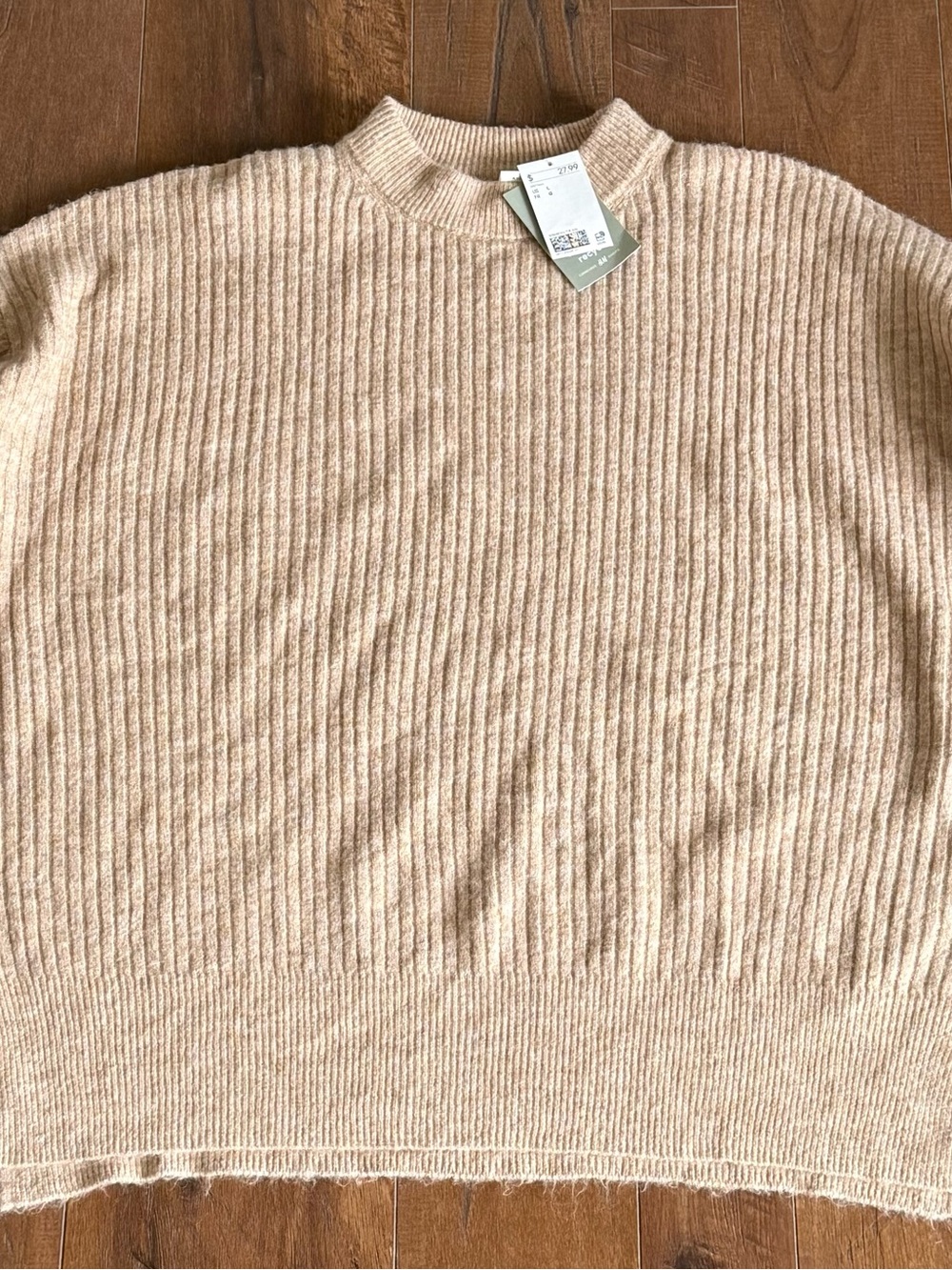 H&M Women's Ribbed Crewneck Sweater - Light Beige